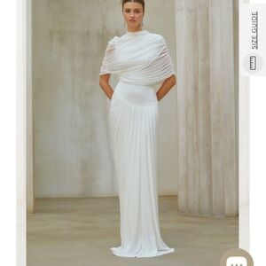 Elegant White Draped Maxi Dress